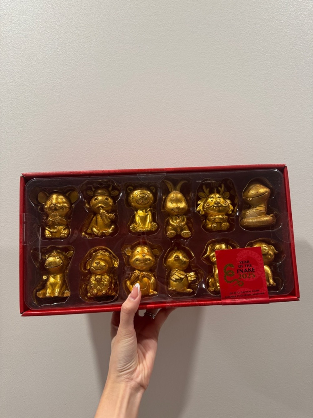 Golden Zodiac Animal Figurine Toy Set - Red Gift Box Chinese New Year